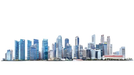 city skyline with modern corporate towers isolated on white background