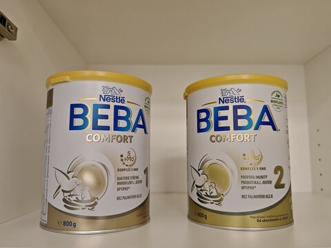 Prague,Czech Republic-October 9 2024: Beba is a premium baby formula brand providing balanced nutrition for infants, supporting healthy growth and digestive comfort.

