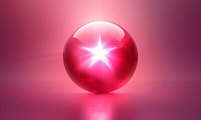 Glowing star inside a pink sphere.