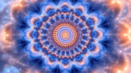 Abstract Mandala Cosmic Blue Orange Design