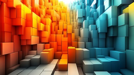 Abstract Colorful Cube Structure Gradient Design