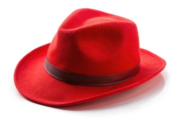 Crisp high-resolution image: a red hat isolated on a stark white background, perfect for design projects.