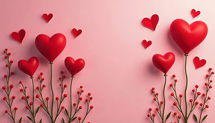 Red hearts on a vibrant background with sparkling textures.