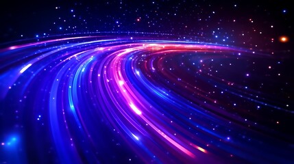 Fototapeta premium Abstract Neon Lights Swirling in a Dark Space