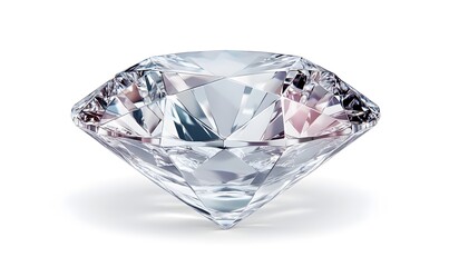 Sparkling brilliant-cut diamond gemstone on white.