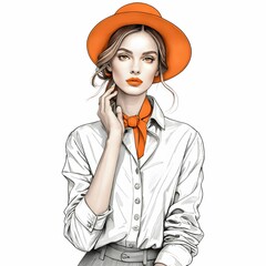 この画像は、繊細な線画で描かれた女性の後ろ姿のイラスト。背中を大胆に露出したレース調のトップスと広がるスカートが特徴的で、華やかな花飾りが髪に添えられている。シンプルで洗練されたスタイルに加え、女性らしい優雅さと情熱が表現されている。