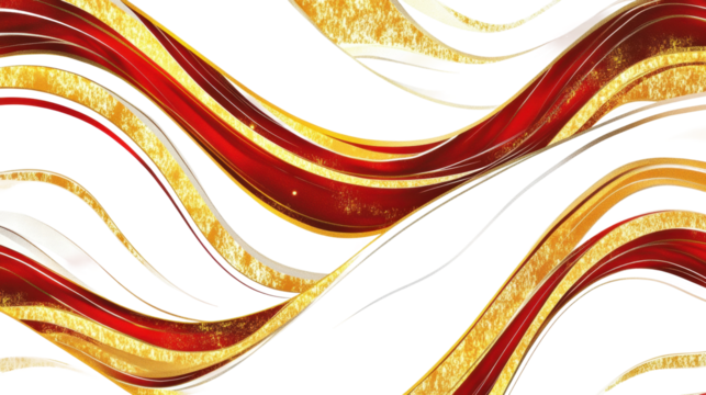 Colorful abstract wave pattern featuring red and gold tones on a white background for festive decoration or design