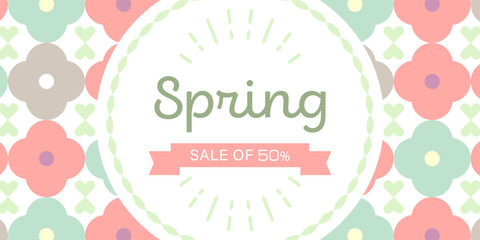 春のセールデザイン｜明るいカラフルなプロモーション素材 ( ベクター 背景素材 コピースペース )