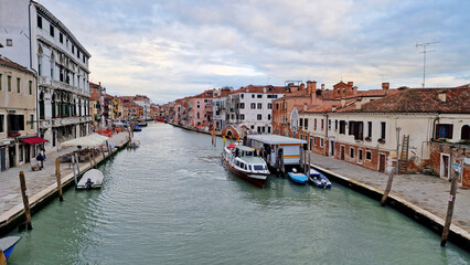 view of the grand canal venice italy vaporetto gondola