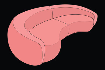 Sofa or couch color block illustration. color block furniture for living room. Vector illustration isolated.