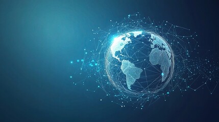 Fototapeta premium Global Connection Lines Surrounding Earth Globe in Digital Style