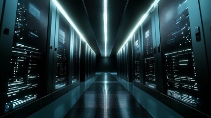 Fototapeta premium Supercomputer processing vast amounts of data, symbolizing advanced technology and innovation in data analytics and computational power.