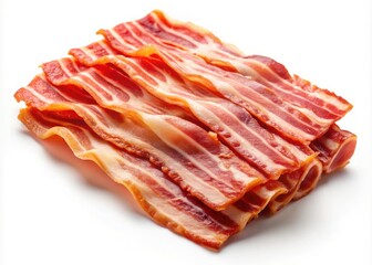 Macro Close-up of Sliced Bacon, Isolated Food Photography, High-Resolution Meat Image