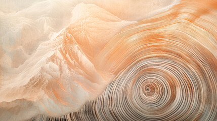 Tree Rings, Peach Hues, Abstract Romantic, Surrealism, Macro