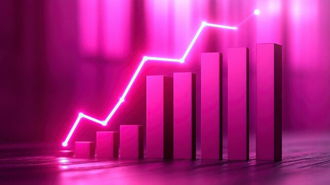 A modern graph with bright, growing lines, showcasing the concept of success through consistent upward movement and positive results.