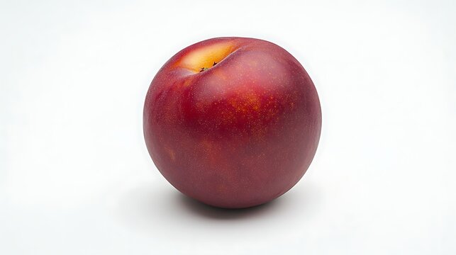whole nectarine with smooth reddish-yellow skin isolated on white background