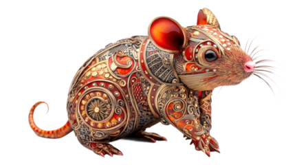 Intricate steampunk mouse design with ornate patterns and vivid colors