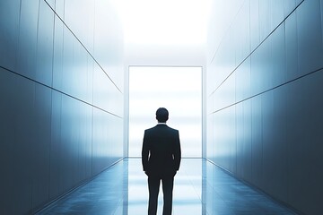 Businessman looking at future opportunities. Concept of leadership, vision, and success.