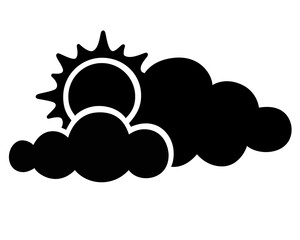 Sun with clouds, slightly cloudy - vector silhouette illustration for logo or pictogram. Sun in clouds, weather - sign or icon for weather forecast.	