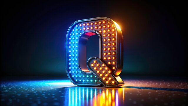 Night Photography Logo: Smooth Rectangle Bubble Q Initial Dot Design