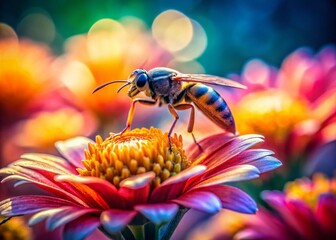 Hyperrealistic Tilt-Shift Macro: Insect on Flower, Exquisite Detail