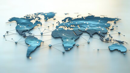 A world map overlaid with digital connections, illustrating the expansion of businesses and their global partnerships, symbolizing success in international commerce.