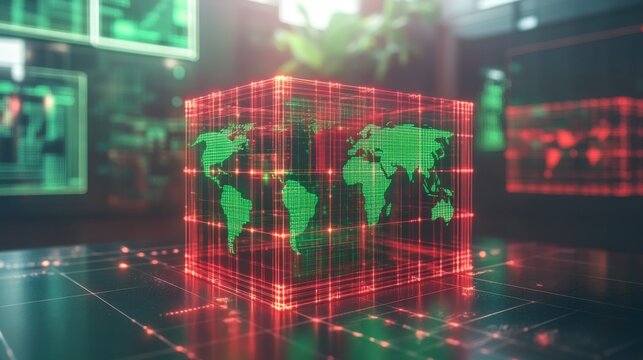 A visual representation of a world map with digital lines connecting major business hubs, illustrating the impact of global connections on modern business success.