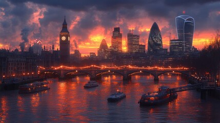 A vertical perspective of the financial district in London, capturing the grandeur of the skyscrapers that symbolize the cityâ€™s position as a global business hub.