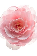 fresh pink camellia with shiny petals isolated on white background