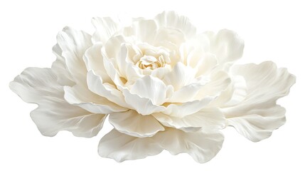 white peony with soft texture isolated on white background