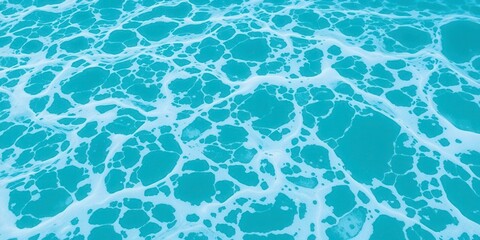 Obraz premium Pure blue turquoise water with foamy waves creating a mesmerizing texture, natural, ocean, tranquil