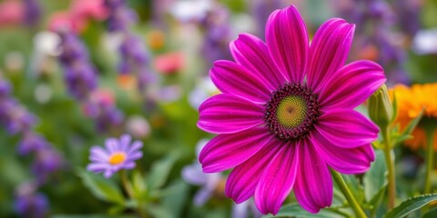 Obraz premium Purple flower petals and leaves creating a vibrant and colorful background, fresh, background, garden