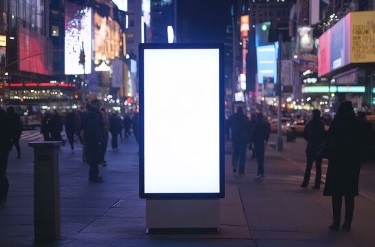 standing blank billboard at night city new york times square blank billboard mock up