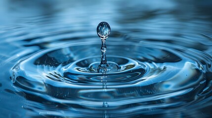 A Single Water Drop Impacting a Still Water Surface, Creating Concentric Ripples