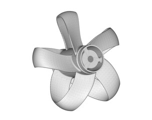 3d illustration of toroidal boat propeller isolated on white background