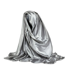 Naklejka premium Elegant Silver Satin Drape Fabric Texture Luxurious Textile Smooth Flowing Gray Sof