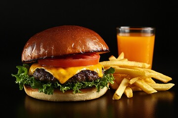 hamburger and fries