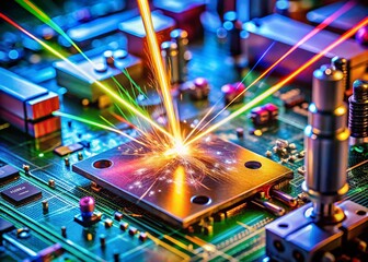 Fototapeta na wymiar Laser-Induced Ionization in Electric Circuit: Close-Up Documentary Photograph