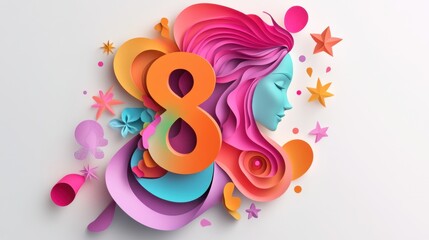 Celebrating Women: A Vibrant Papercut Art Design for International Womens Day