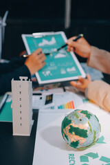 Carbon offset price report CO2 emission. Future growth Net zero waste in ESG ethical SME office...