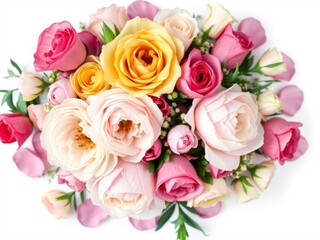 Obraz premium A beautiful arrangement of fresh pink peonies and roses, perfect for any occasion with copy space, arrangement, beautiful, bloom