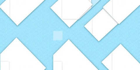 Abstract blue background with textured white geometric shapes, background, squares, white