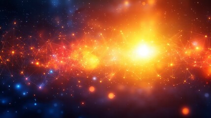 Naklejka premium A 3D illustration of an abstract tech and science background, with a mesh design of interconnected lines and geometric shapes, highlighting the dynamic and evolving nature of modern technologies.