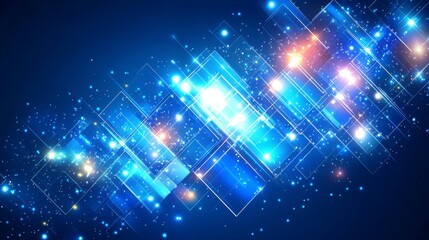 Obraz premium A professional dark blue corporate abstract background with smoothly transitioning gradient geometric shapes, ideal for corporate presentations, tech, or innovation-related content.