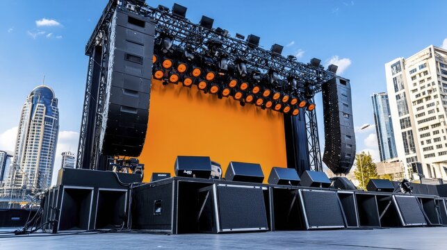 Concert Stage Setup, Outdoor Sound System |  Vibrant color backdrops