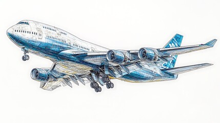 Realistic Illustration of a Boeing Aircraft in Flight Position