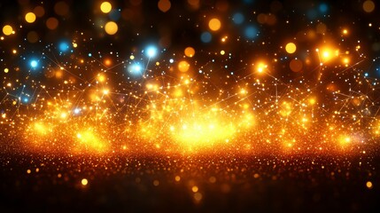 3D abstract illustration featuring connected dots and lines, representing a digital network background with an intricate web of interconnected data points, symbolizing modern technology and