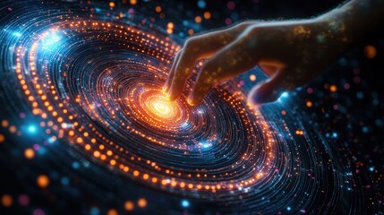 Finger touch on the screen of artificial intelligence big data