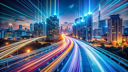 Fototapeta premium Long Exposure Mobile App Development, Software, Smartphone, Application, Technology, Digital, Interface, Coding, Innovation, Future, Network, Connection, Data, Progress, Design, 