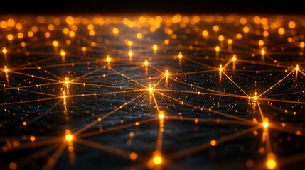 Fototapeta premium Abstract 3D science background depicting a connection structure, formed by a mesh of lines and geometric shapes, highlighting the complexity of digital data systems and scientific networks.